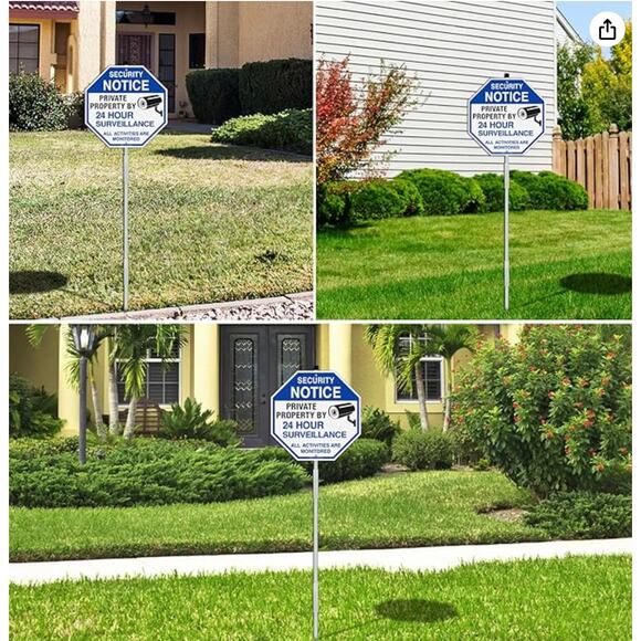 Security Signs Private Property Video Surveillance Sign with 42" Stake, 2-Pack - Picture 4 of 5